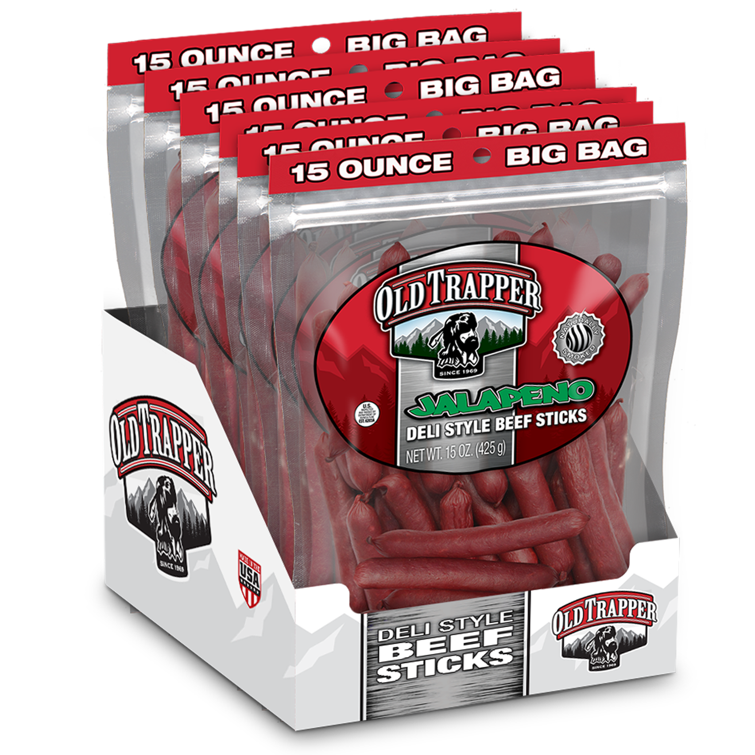 Case of 6 Packages -  Jalapeno Deli Style Beef Sticks
