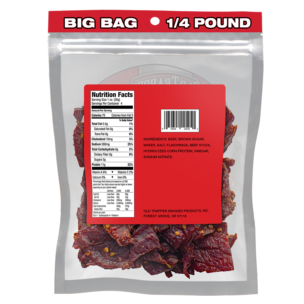 Traditional Style Jerky - Hot & Spicy 1/4 lb bag
