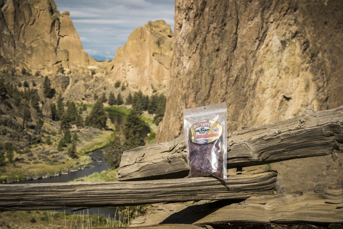 Old Trapper Old Fashioned Beef Jerky Bag at Smith Rock in Central Oregon